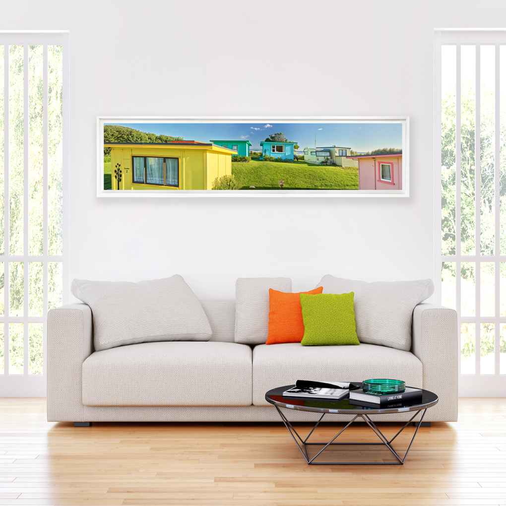 "Sunshine And Sky Blue" framed canvas 436mm x 1682mm